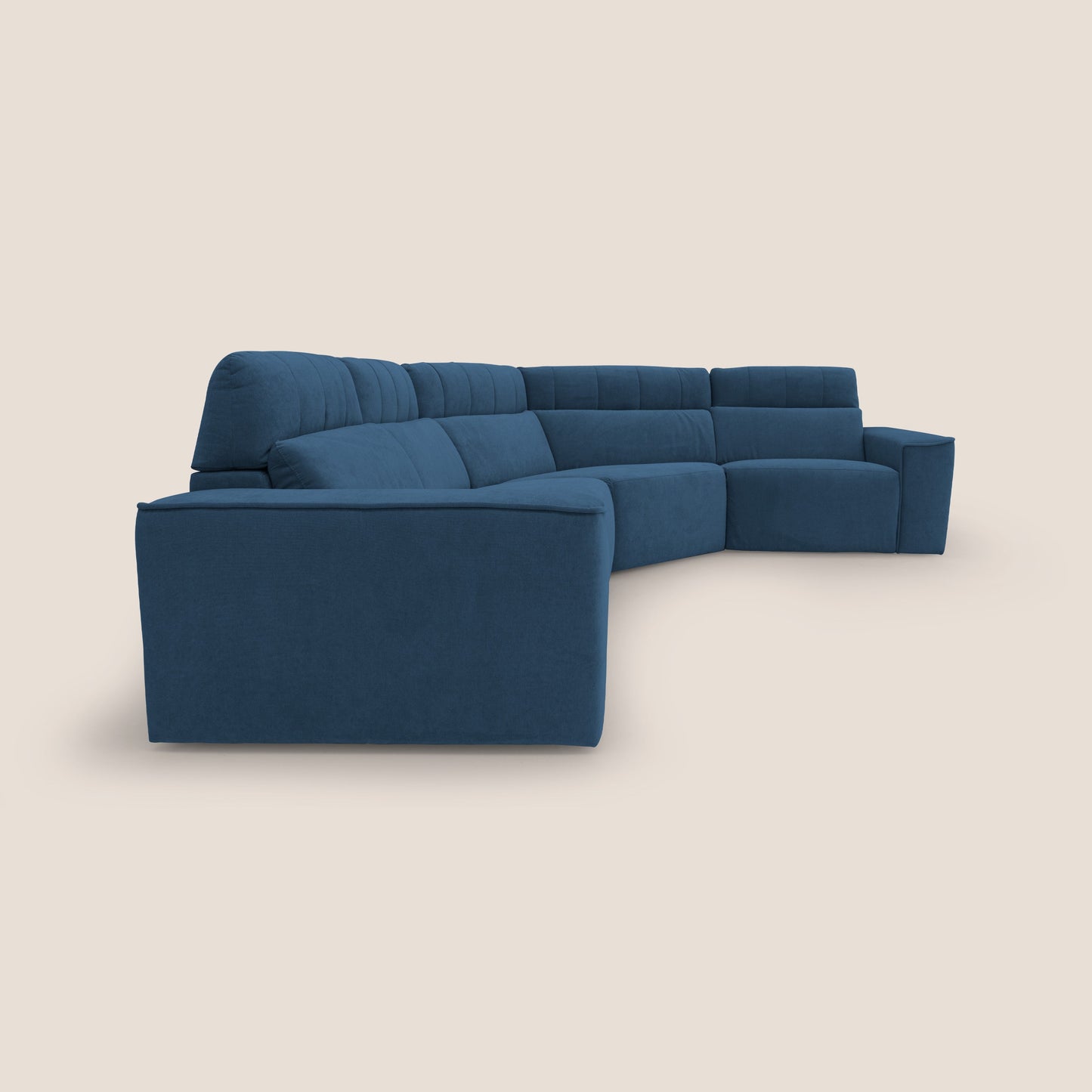 Clark Divano modulare angolare REVERSIBILE con opzione relax elettrico in tessuto smacchiabile impermeabile T17 blu