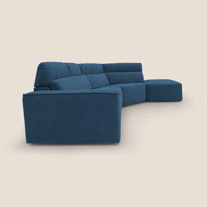 Clark Divano angolare con opzione relax elettrico in tessuto smaltabile impermeabile T17 blu