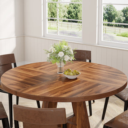 47 Round Dining Table for 4, Farmhouse Kitchen Table Small Dinner Table Wood Kitchen Table for Dining Room Living Room