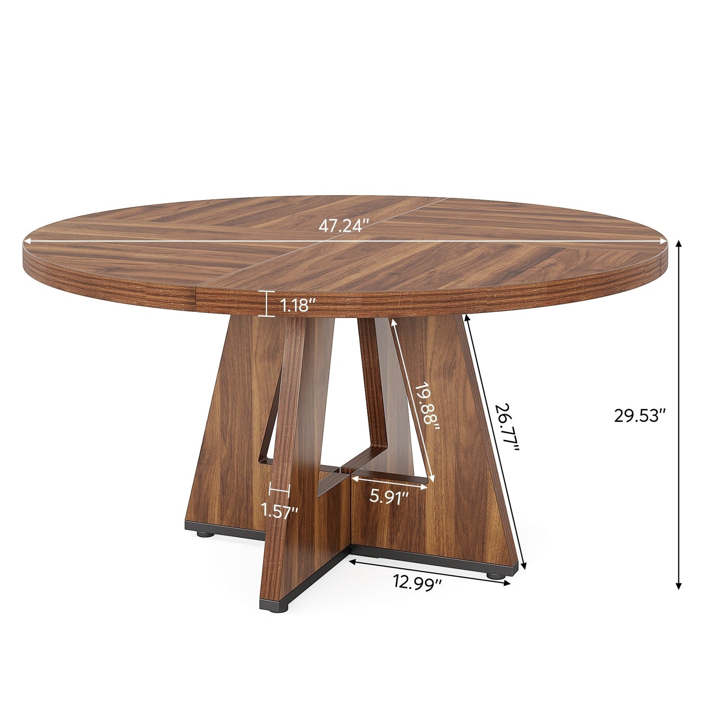 47 Round Dining Table for 4, Farmhouse Kitchen Table Small Dinner Table Wood Kitchen Table for Dining Room Living Room