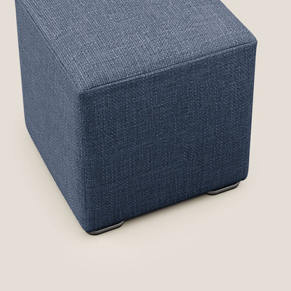 Pouf cubo in morbido tessuto impermeabile ad intreccio melangiato T06 blu