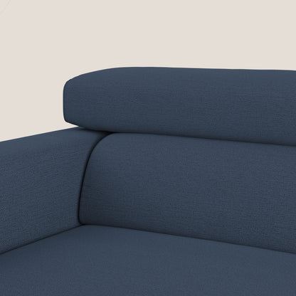 Dylan divano allungabile con pouf estraibile poggiapiedi in tessuto fiammato simil cotone impermeabile T19 blu
