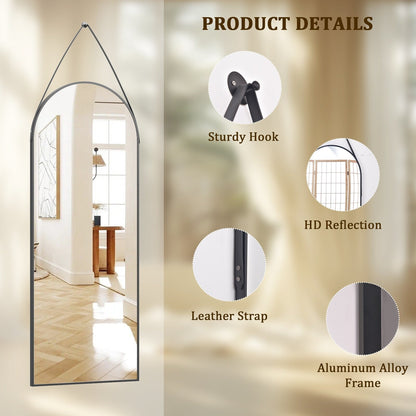 48 x 16 Full Length Hanging Wall Mirror with Leather Strap