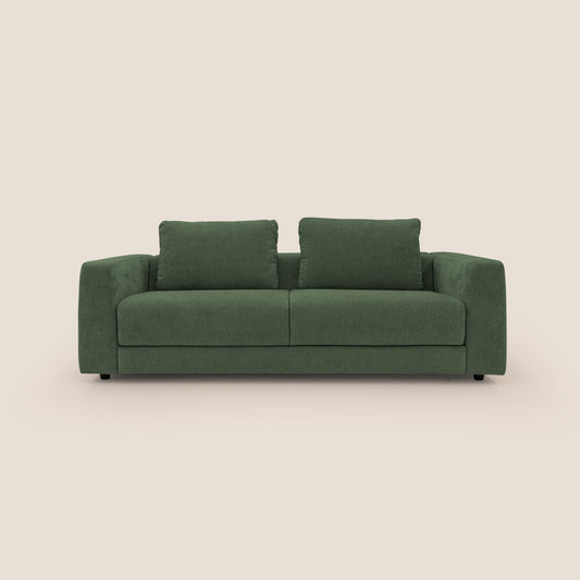 Freia Divano letto minimal materasso h15 cm con morbidi schienali in tessuto impermeabile T14 verde
