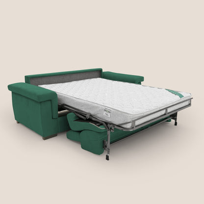 Bjorn divano letto sfoderabile con materasso H18 cm e poggiatesta reclinabili in tessuto impermeabile T02 verde