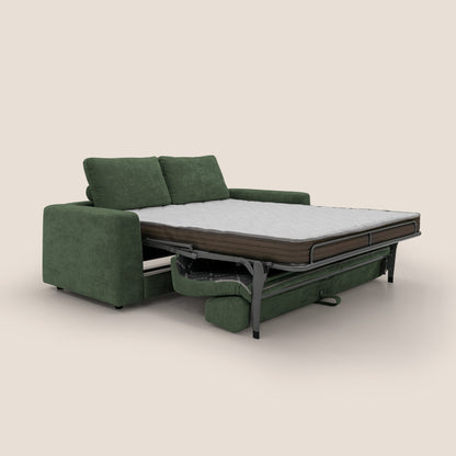 Freia Divano letto minimal materasso h15 cm con morbidi schienali in tessuto impermeabile T14 verde