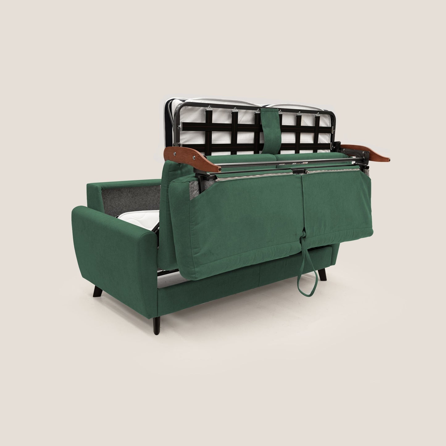 Callisto Divano letto matrimoniale 188 cm (mat. 140x197) in tessuto morbido impermeabile T02 verde