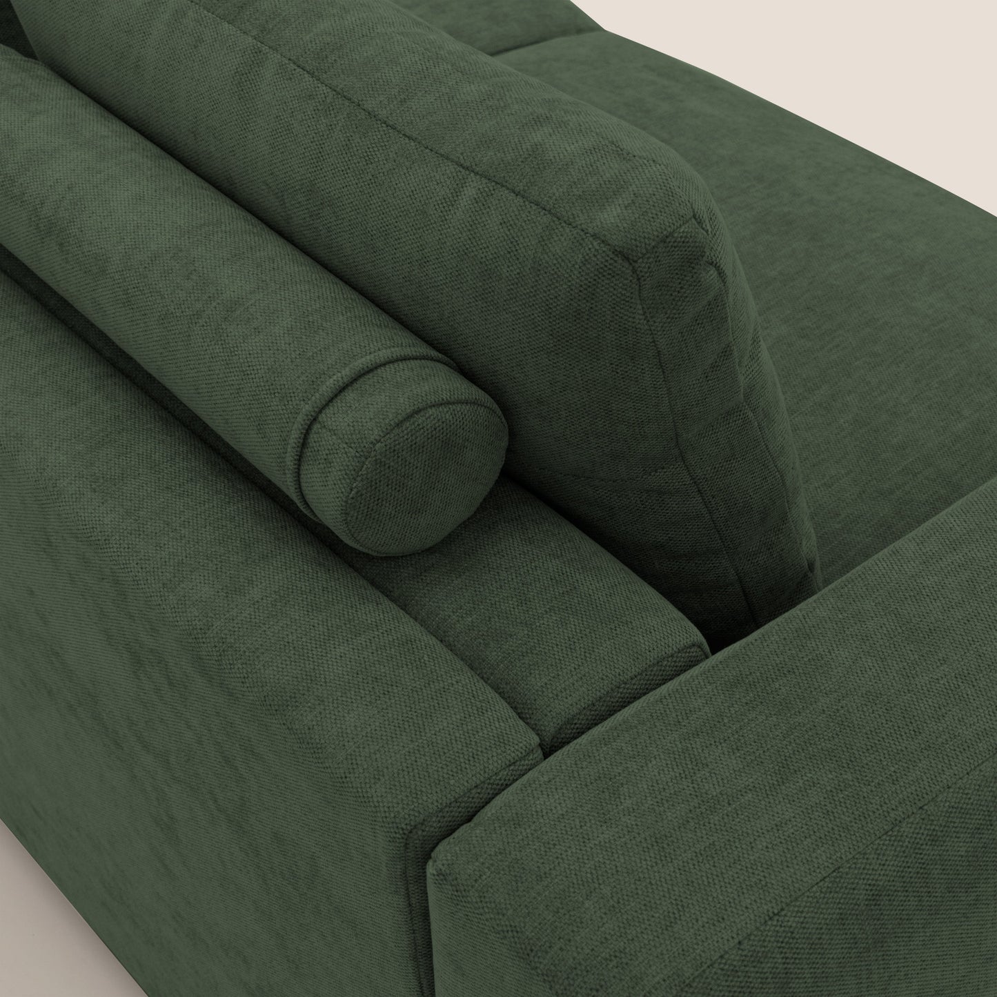 Freia Divano letto minimal materasso h15 cm con morbidi schienali in tessuto impermeabile T14 verde