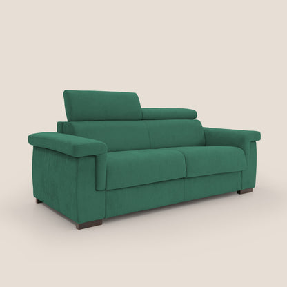 Bjorn divano letto sfoderabile con materasso H18 cm e poggiatesta reclinabili in tessuto impermeabile T02 verde