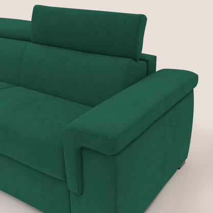 Giunone divano letto con materasso alto 18 cm e poggiatesta reclinabili in tessuto impermeabile T02 verde 