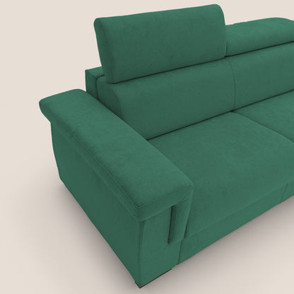 Bjorn divano letto sfoderabile con materasso H18 cm e poggiatesta reclinabili in tessuto impermeabile T02 verde
