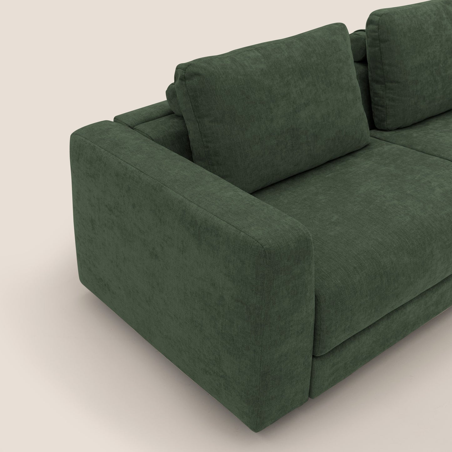 Freia Divano letto minimal materasso h15 cm con morbidi schienali in tessuto impermeabile T14 verde