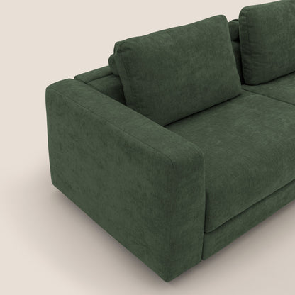 Freia Divano letto minimal materasso h15 cm con morbidi schienali in tessuto impermeabile T14 verde