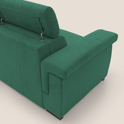 Bjorn divano letto sfoderabile con materasso H18 cm e poggiatesta reclinabili in tessuto impermeabile T02 verde