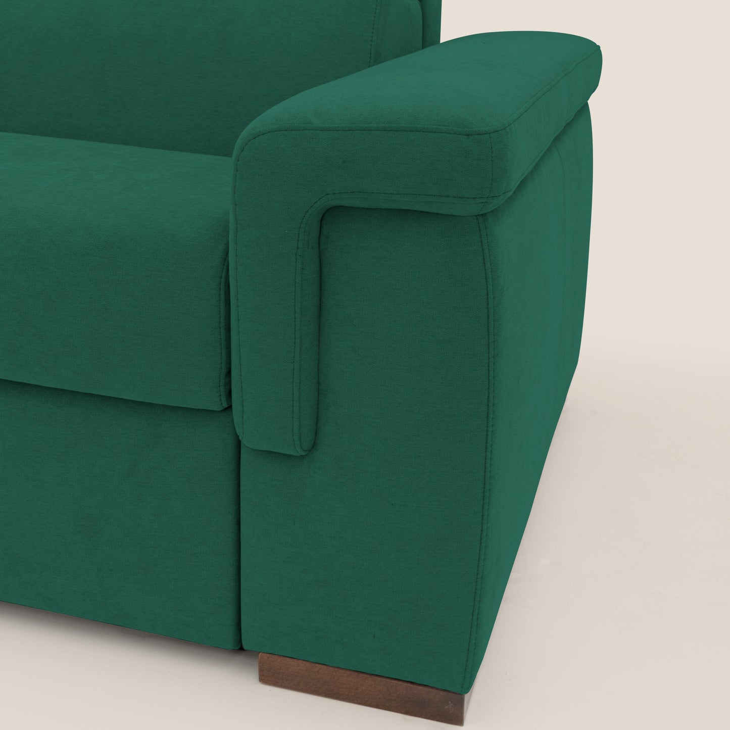 Giunone divano letto con materasso alto 18 cm e poggiatesta reclinabili in tessuto impermeabile T02 verde 