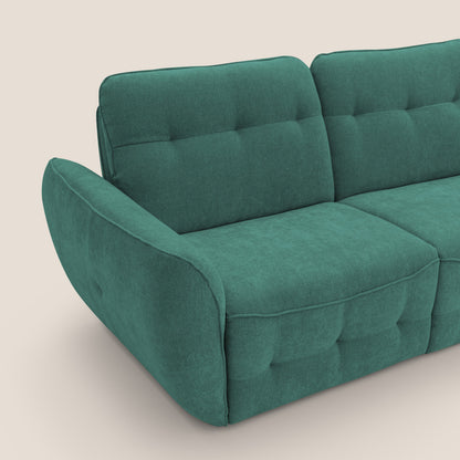 Cerbero divano angolare con pouf mobile in morbido bouclé impermeabile T07 verde