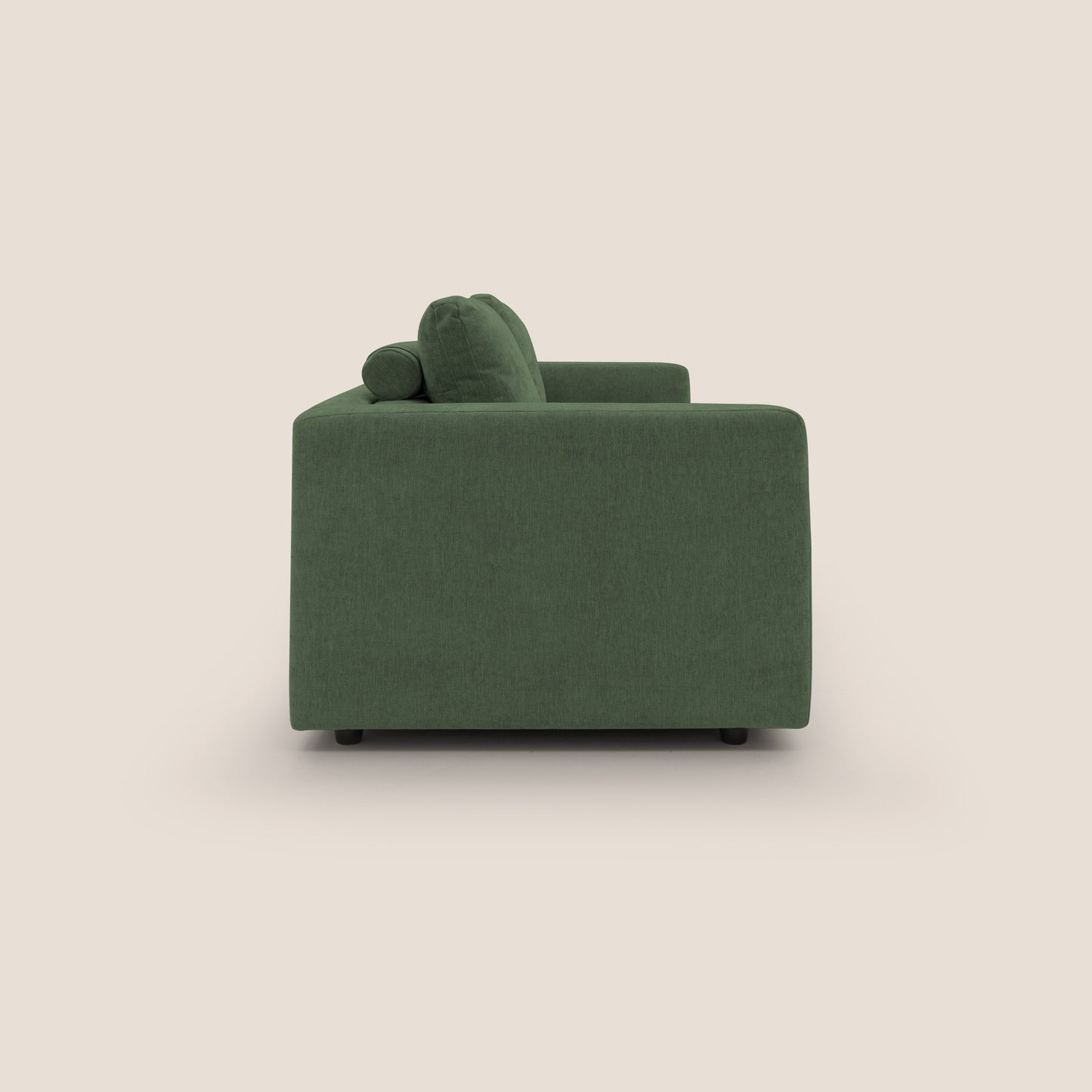 Freia Divano letto minimal materasso h15 cm con morbidi schienali in tessuto impermeabile T14 verde