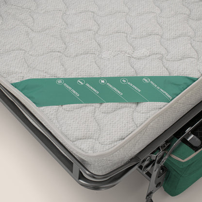 Bjorn divano letto sfoderabile con materasso H18 cm e poggiatesta reclinabili in tessuto impermeabile T02 verde