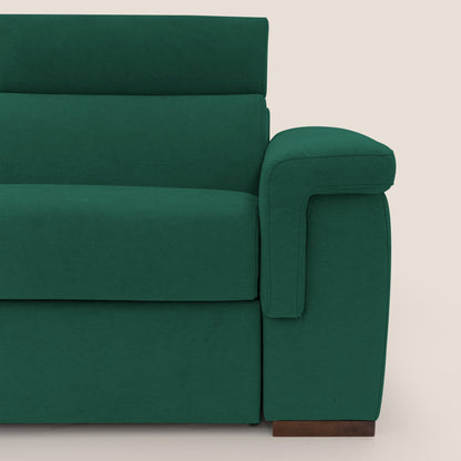 Giunone divano letto con materasso alto 18 cm e poggiatesta reclinabili in tessuto impermeabile T02 verde 
