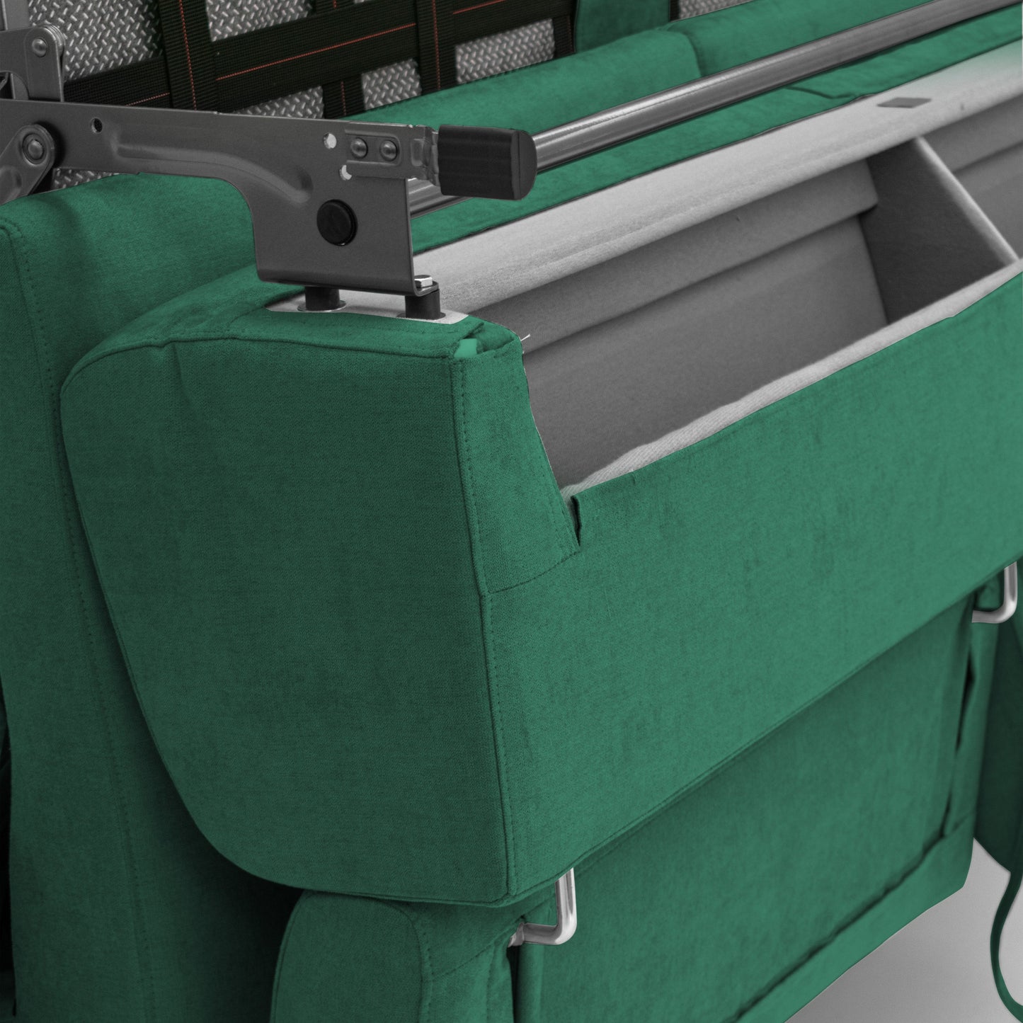 Bjorn divano letto sfoderabile con materasso H18 cm e poggiatesta reclinabili in tessuto impermeabile T02 verde