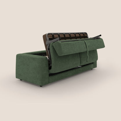 Freia Divano letto minimal materasso h15 cm con morbidi schienali in tessuto impermeabile T14 verde