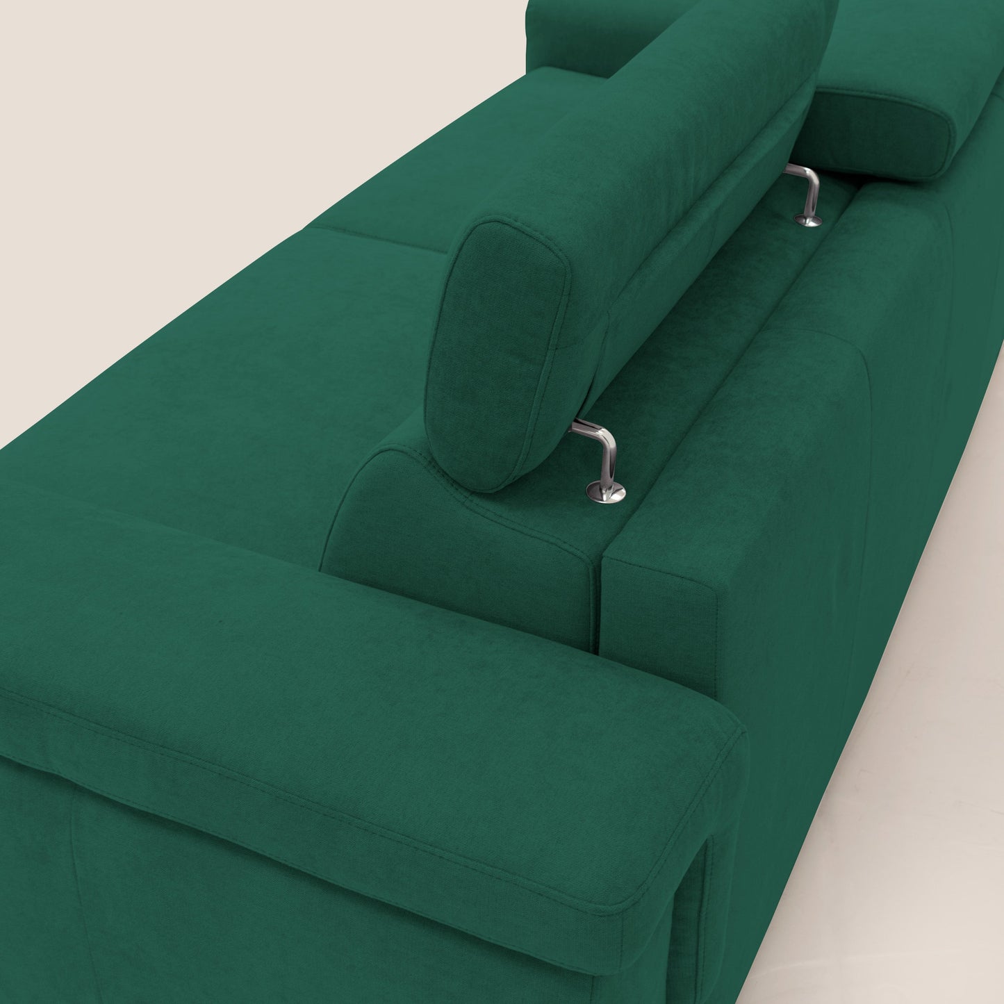 Giunone divano letto con materasso alto 18 cm e poggiatesta reclinabili in tessuto impermeabile T02 verde 