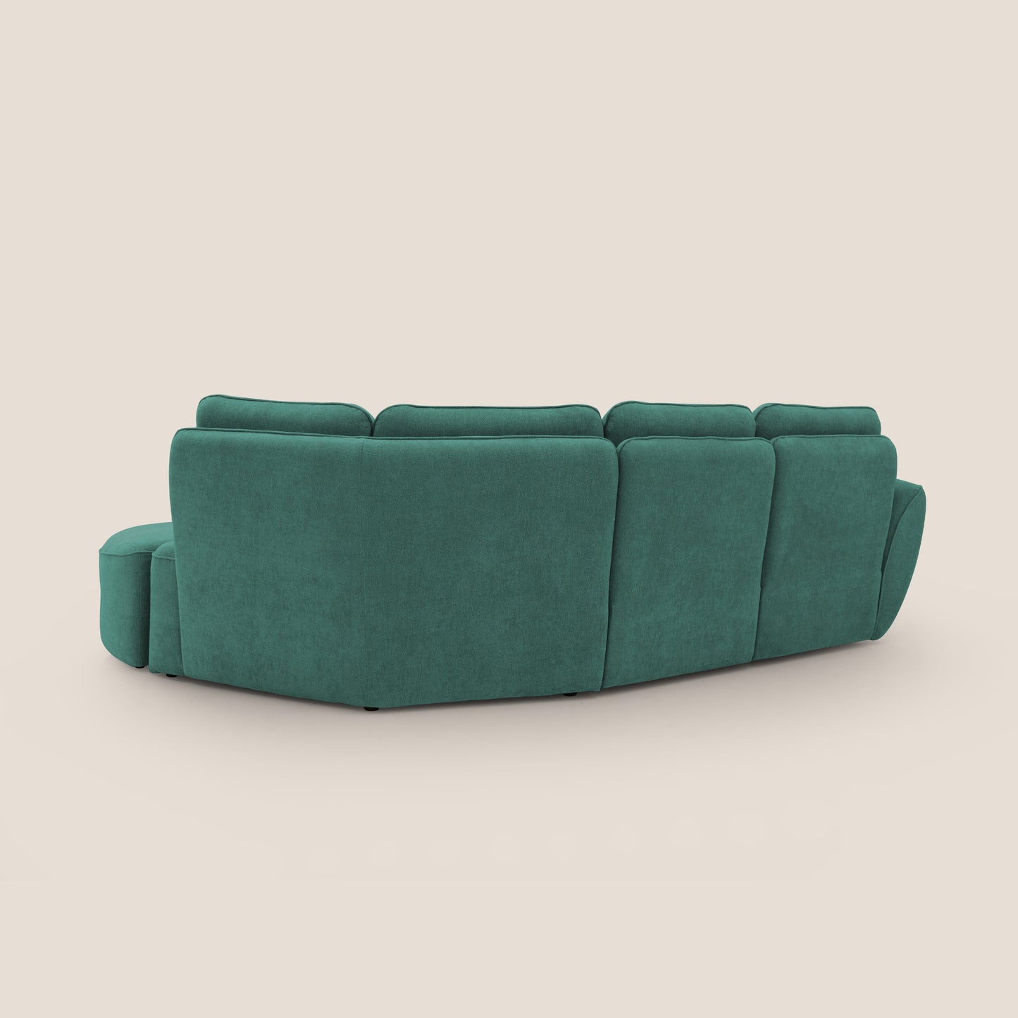 Cerbero divano angolare con pouf mobile in morbido bouclé impermeabile T07 verde