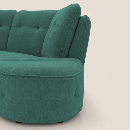 Cerbero divano angolare con pouf mobile in morbido bouclé impermeabile T07 verde
