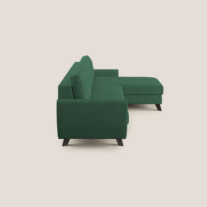 Callisto Divano letto angolare con penisola in tessuto morbido impermeabile T02 verde