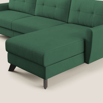 Callisto Divano letto angolare con penisola in tessuto morbido impermeabile T02 verde