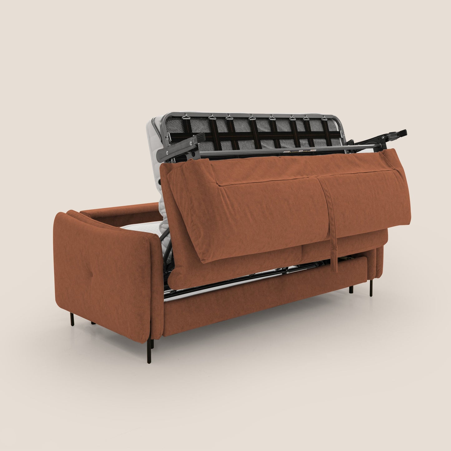 Gregory Divano letto con materasso h18 cm in microfibra effetto velluto impermeabile T09 ruggine 