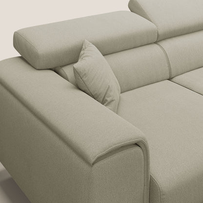 Fusion Divano angolare con sedute scorrevoli in tessuto morbido smaltabile T05 panna