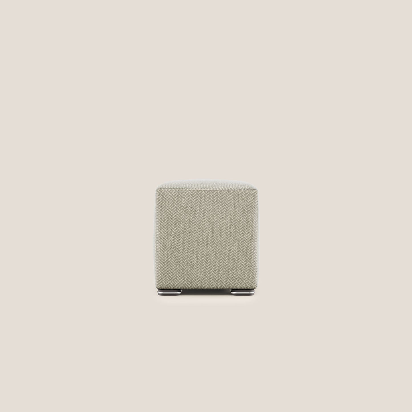 Pouf cubo in tessuto morbido smacchiabile T05 panna