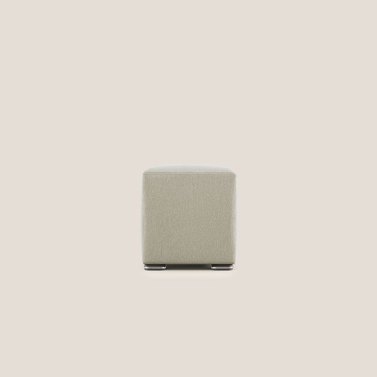Pouf cubo in tessuto morbido smacchiabile T05 panna
