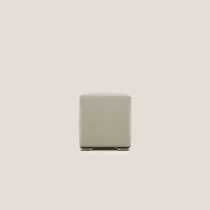 Pouf cubo in tessuto morbido smacchiabile T05 beige