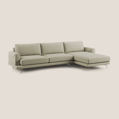 Dorian divano moderno angolare con penisola in tessuto morbido antimacchia T05 panna