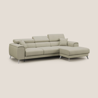 Fusion Divano angolare con sedute scorrevoli in tessuto morbido smaltabile T05 panna