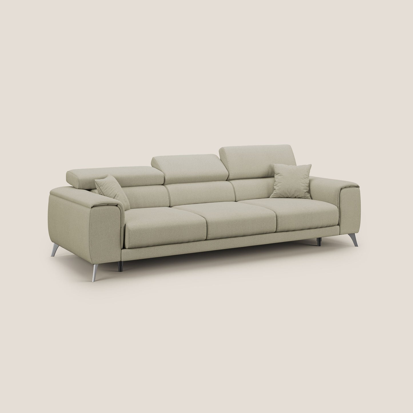 Fusion divano con 3 sedute allungabili in tessuto smacchiabile T05 panna