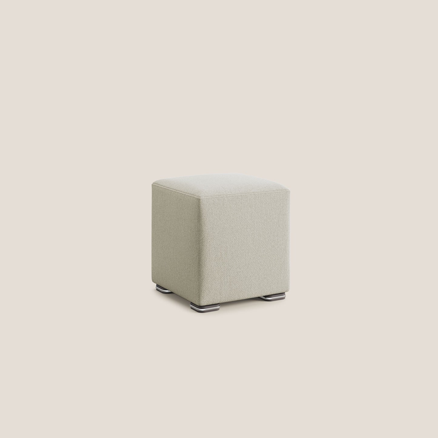 Pouf cubo in tessuto morbido smacchiabile T05 panna