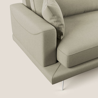 Dorian divano moderno angolare con penisola in tessuto morbido antimacchia T05 panna