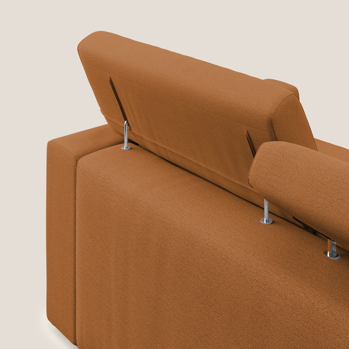 Dylan divano a 3 sedute con pouf estraibile poggiapiedi in tessuto fiammato simil cotone impermeabile T19 arancio