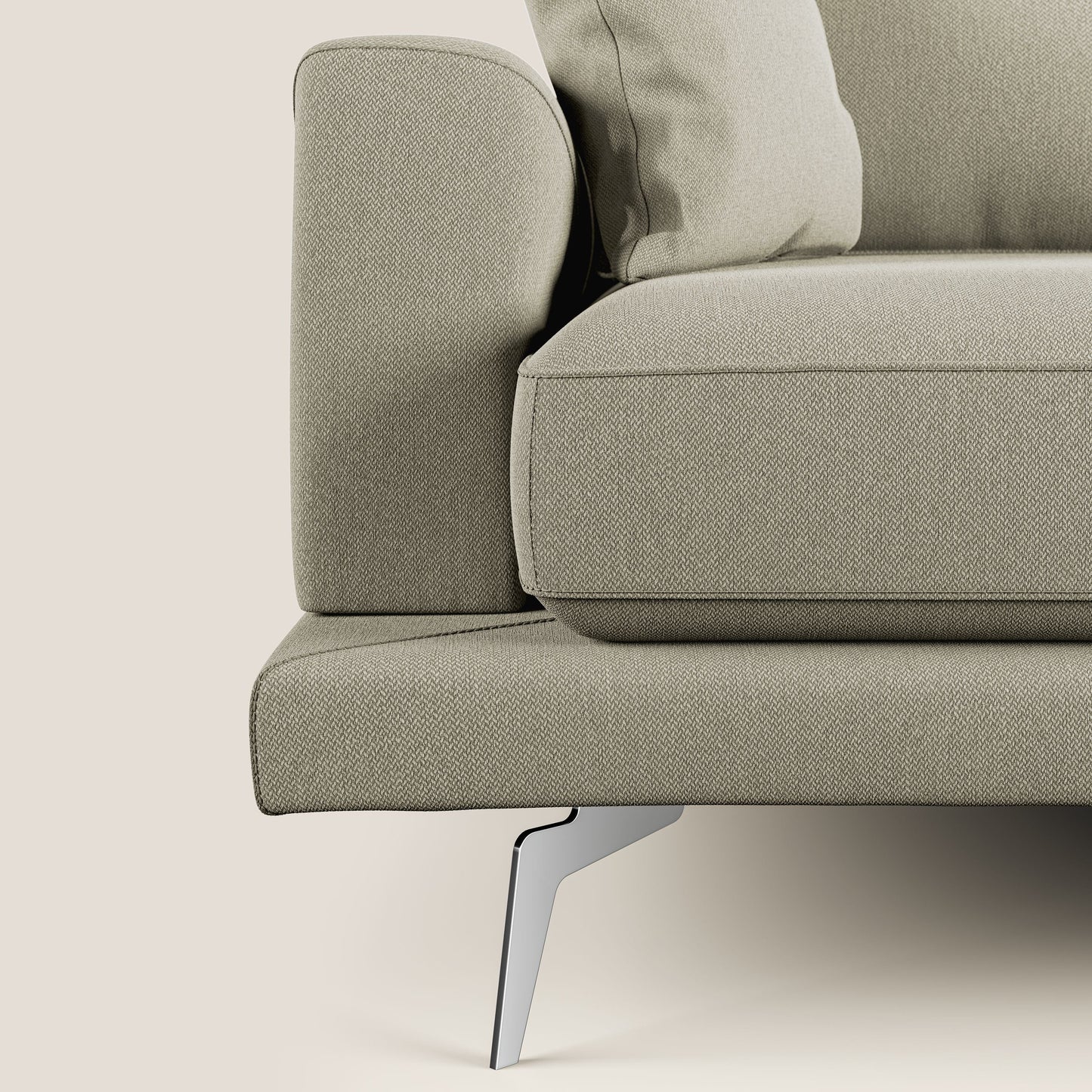 Dorian divano moderno angolare con penisola in tessuto morbido antimacchia T05 panna