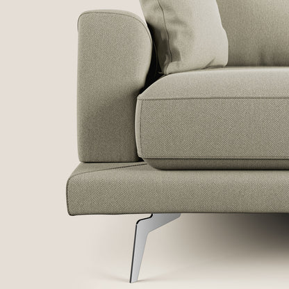 Dorian divano moderno angolare con penisola in tessuto morbido antimacchia T05 panna