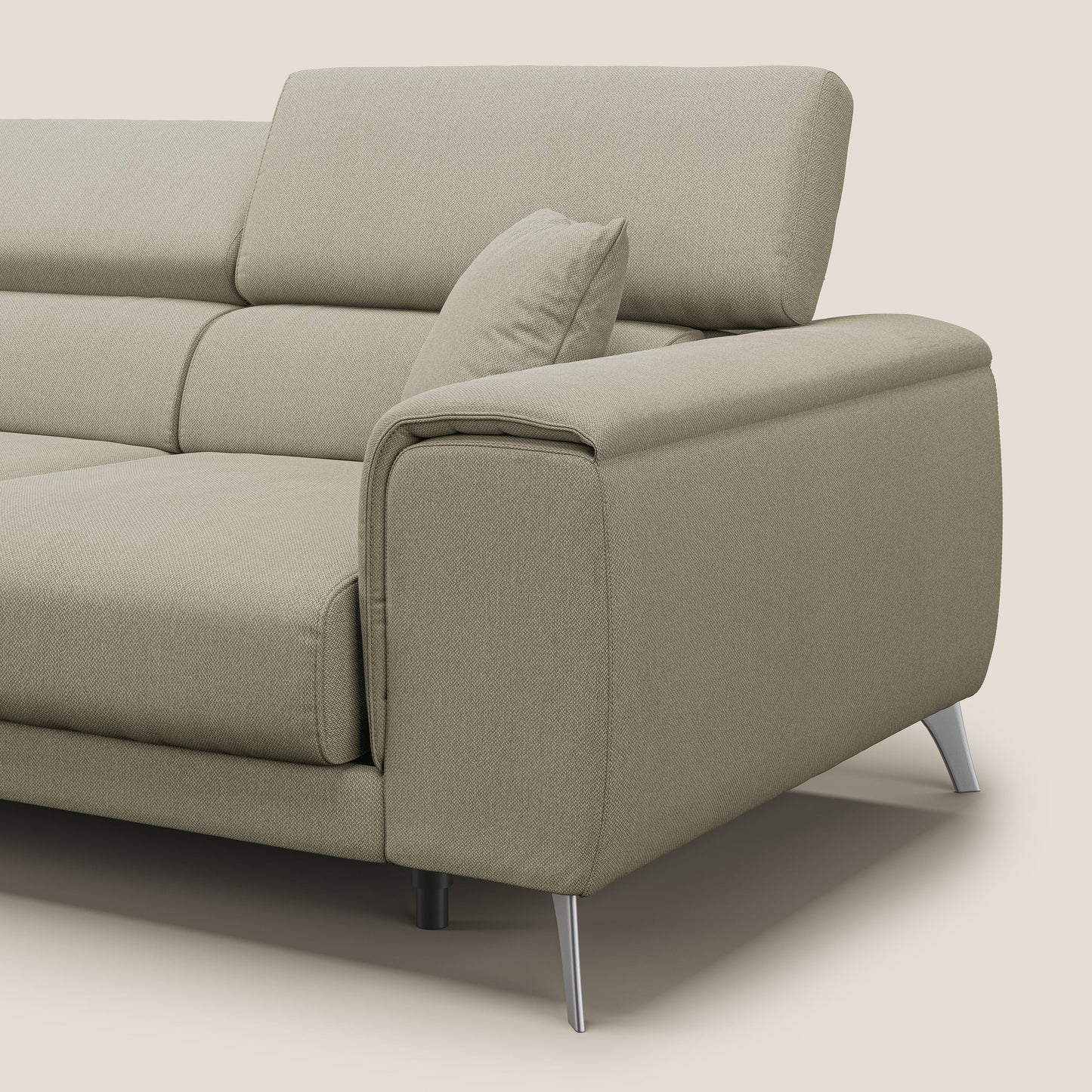 Fusion divano con 3 sedute allungabili in tessuto smacchiabile T05 panna