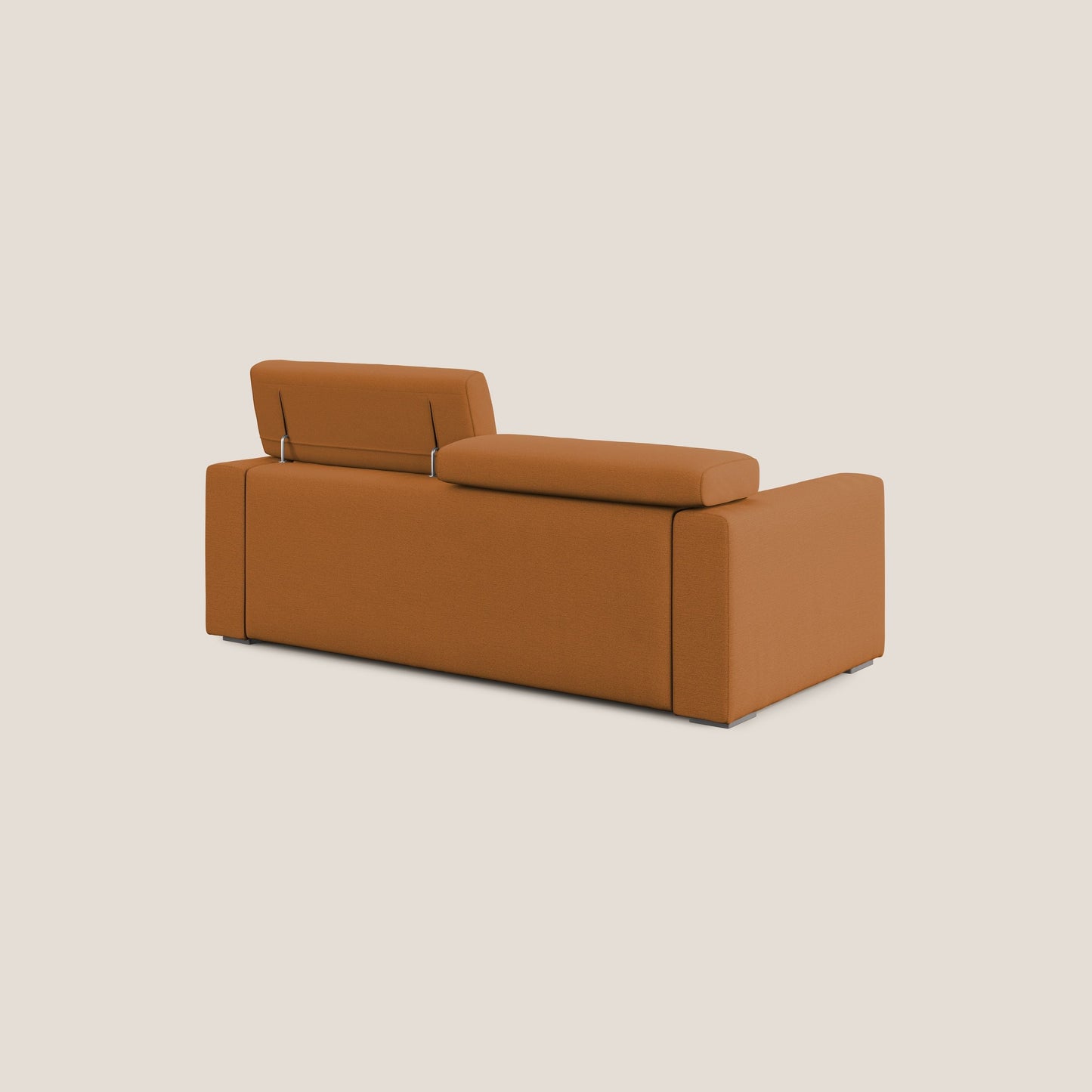Dylan divano allungabile con pouf estraibile poggiapiedi in tessuto fiammato simil cotone impermeabile T19 arancio