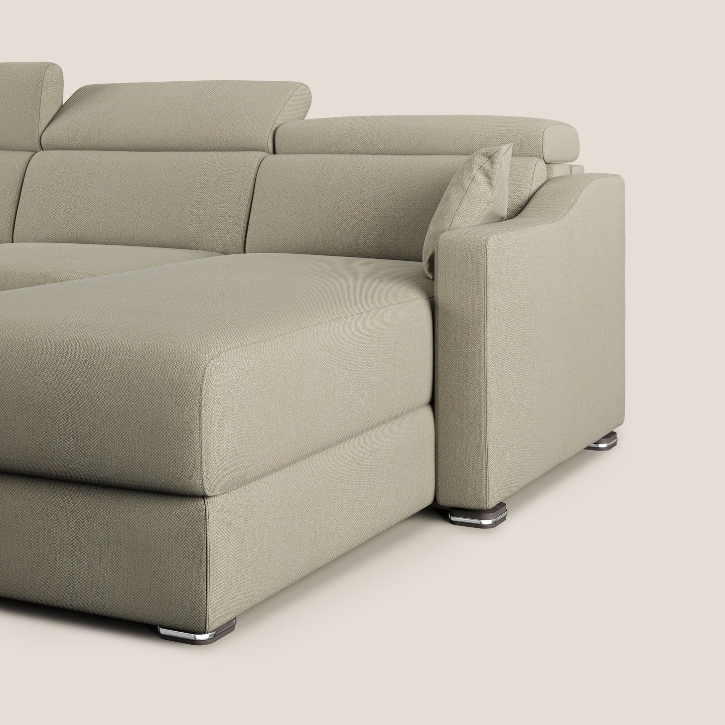 Amber divano letto angolare in tessuto smacchiabile T05 panna