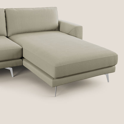 Dorian divano moderno angolare con penisola in tessuto morbido antimacchia T05 panna