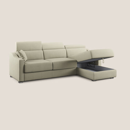 Amber divano letto angolare in tessuto smacchiabile T05 panna