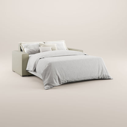 Dream Divano letto moderno dai morbidi cuscini in tessuto smacchiabile T05 panna