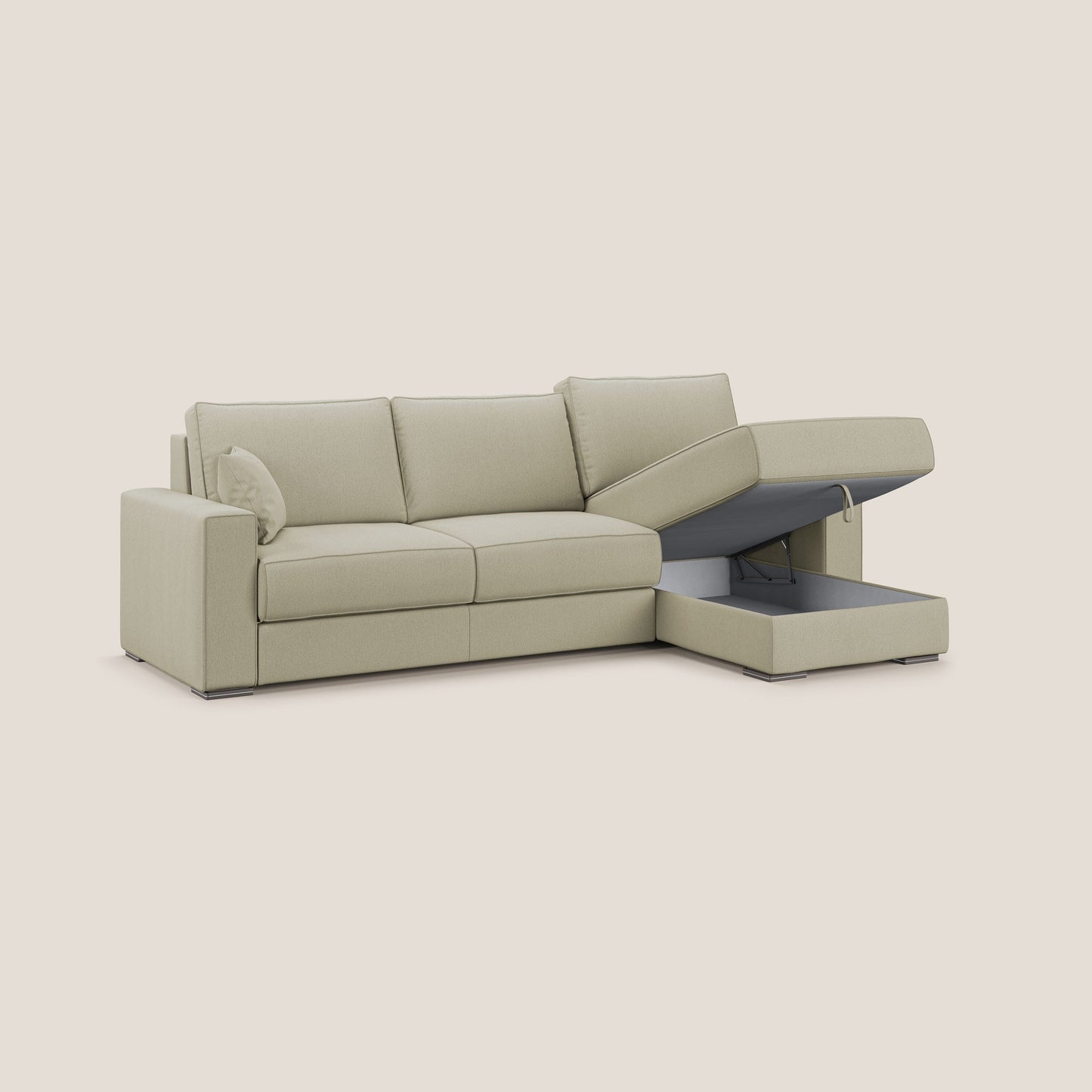 Dream Divano letto angolare in tessuto smacchiabile T05 panna 